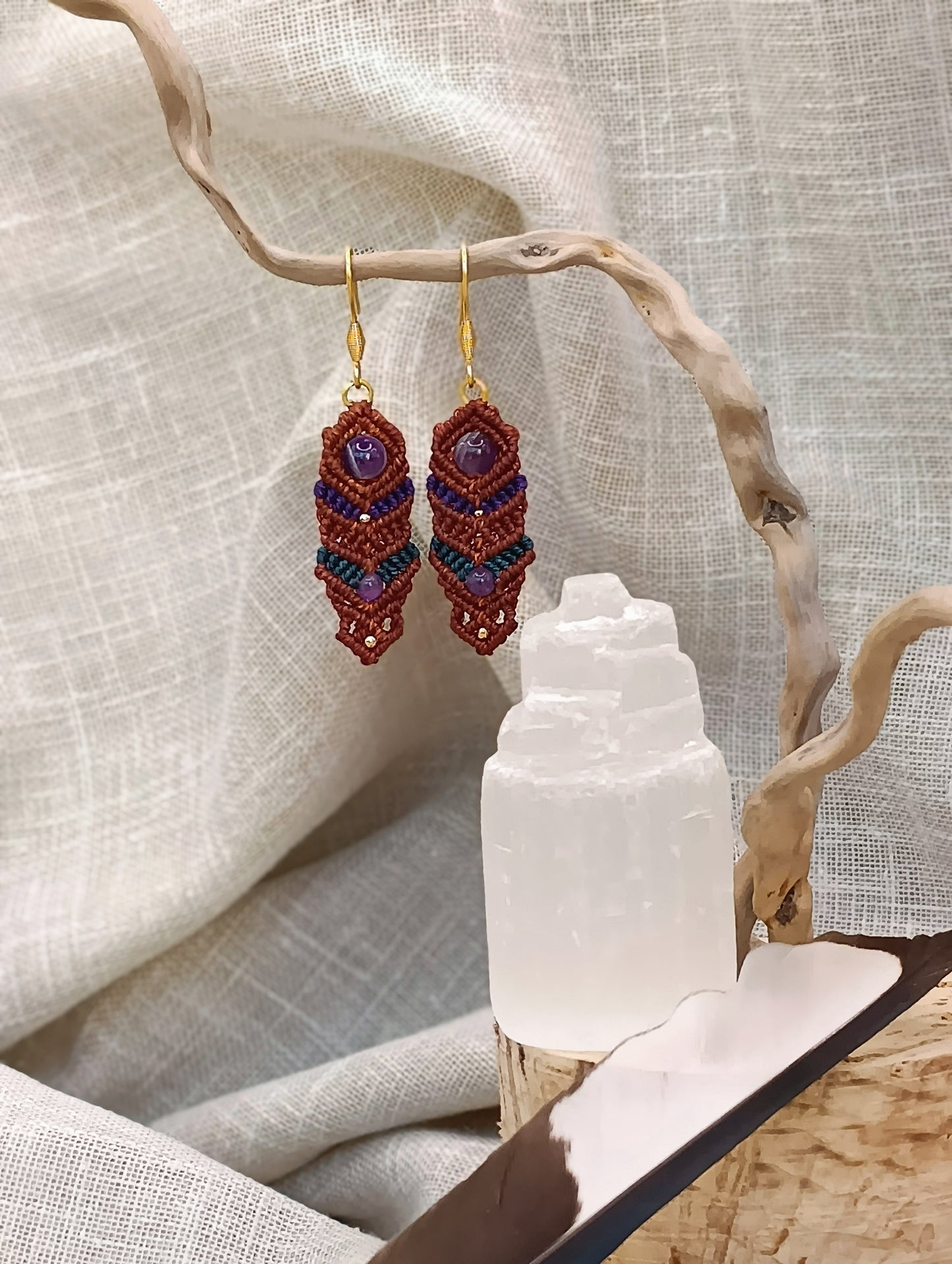 Boucles d'oreilles Vision - Lithothérapie & Micro Macramé