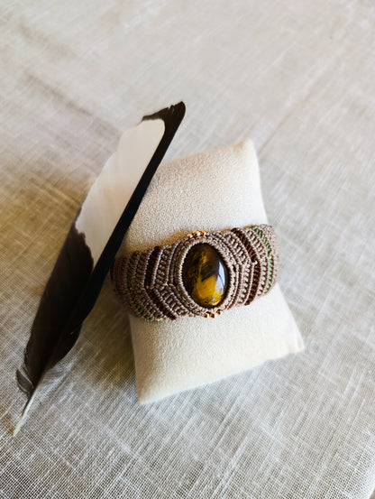 Bracelet Manchette Vision - Lithothérapie & Micro Macramé