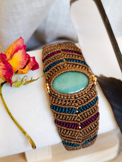 Bracelet Manchette Vision - Lithothérapie & Micro Macramé