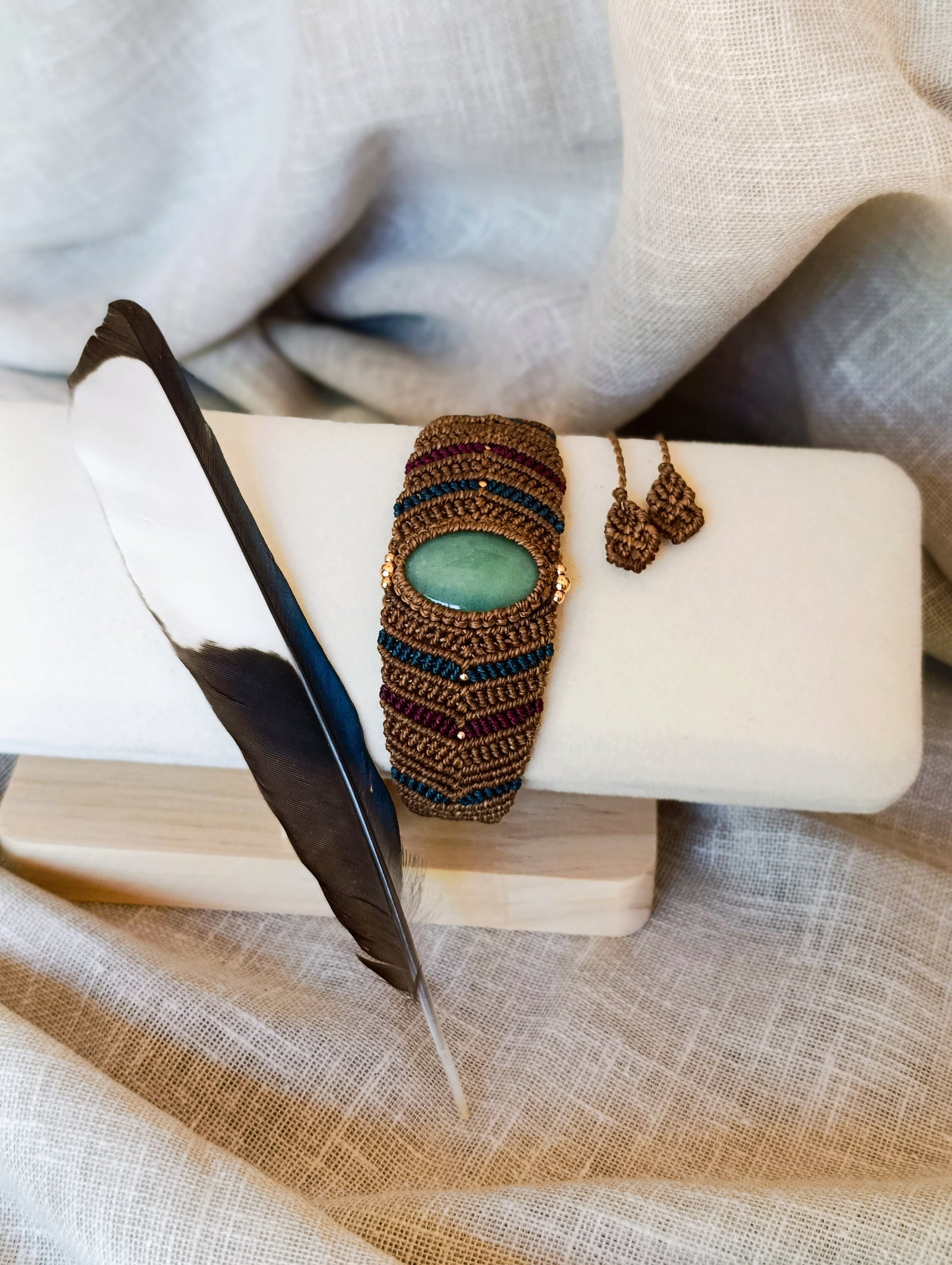 Bracelet Manchette Vision - Lithothérapie & Micro Macramé