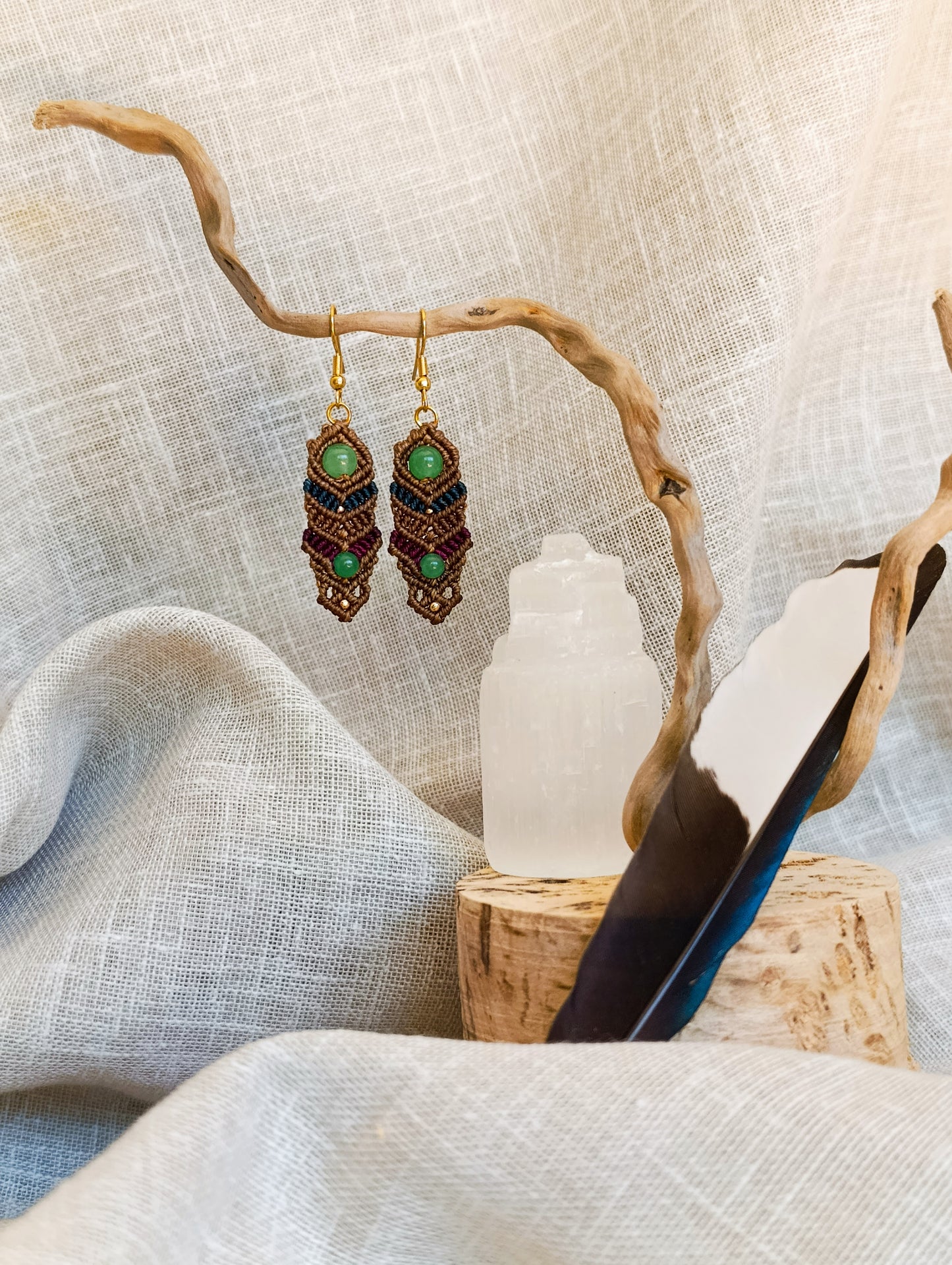 Boucles d'oreilles Vision - Lithothérapie & Micro Macramé