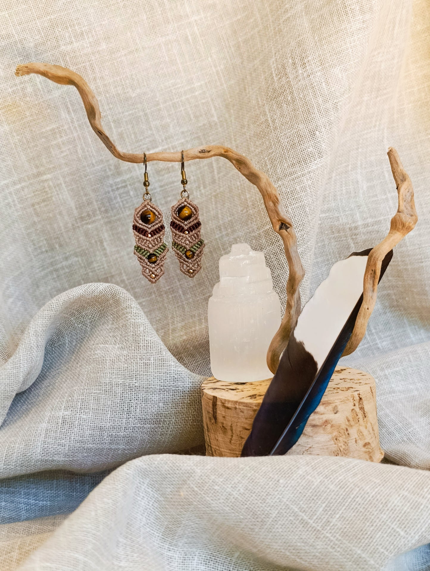 Boucles d'oreilles Vision - Lithothérapie & Micro Macramé