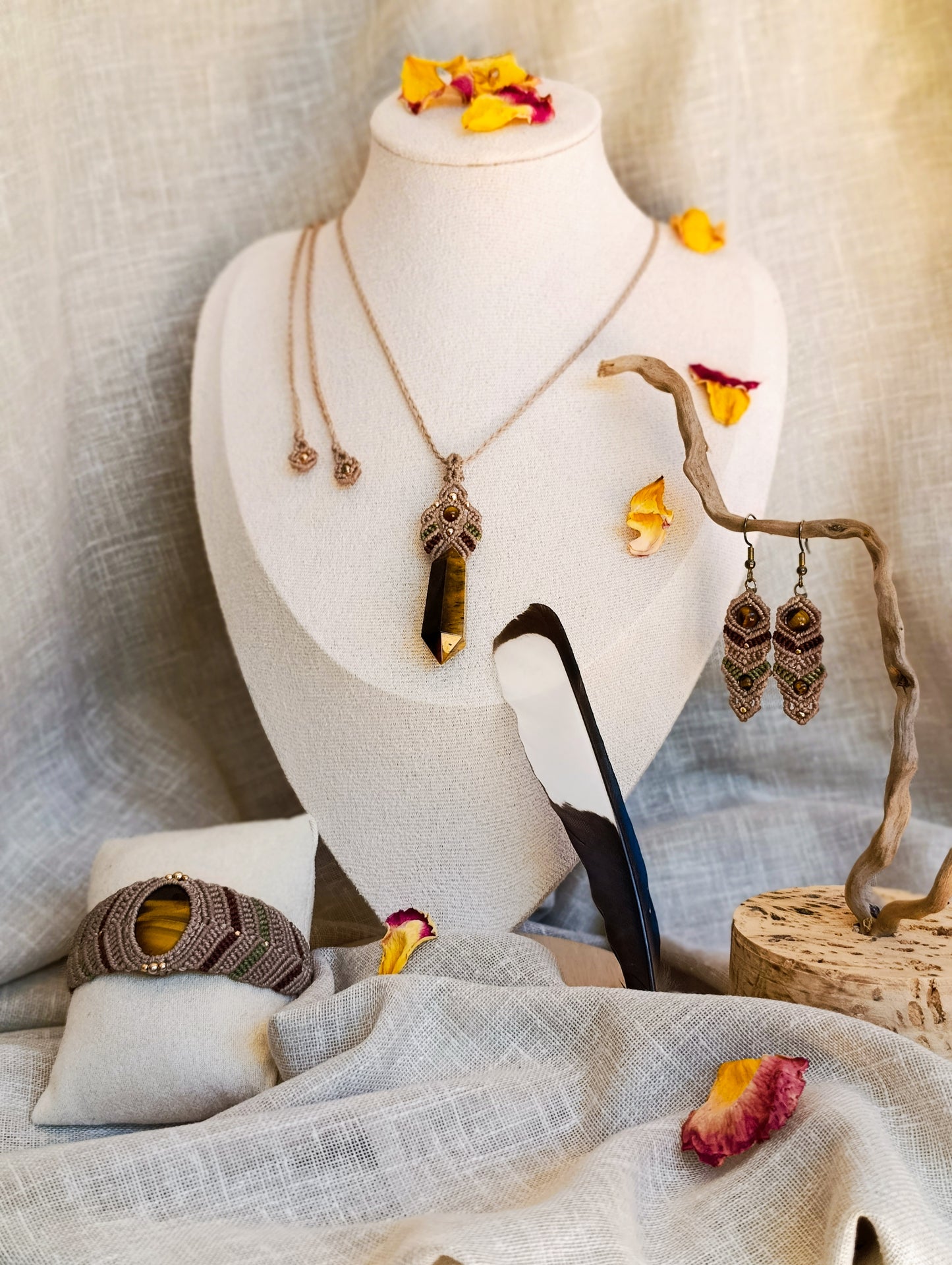 Pendentif Pendule Vision - Lithothérapie & Micro Macramé