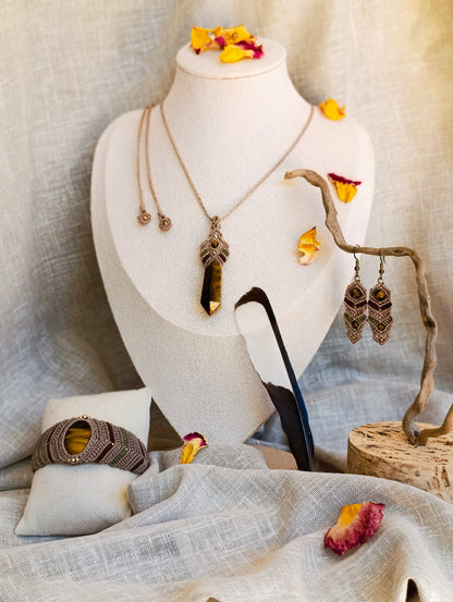 Pendentif Pendule Vision - Lithothérapie & Micro Macramé