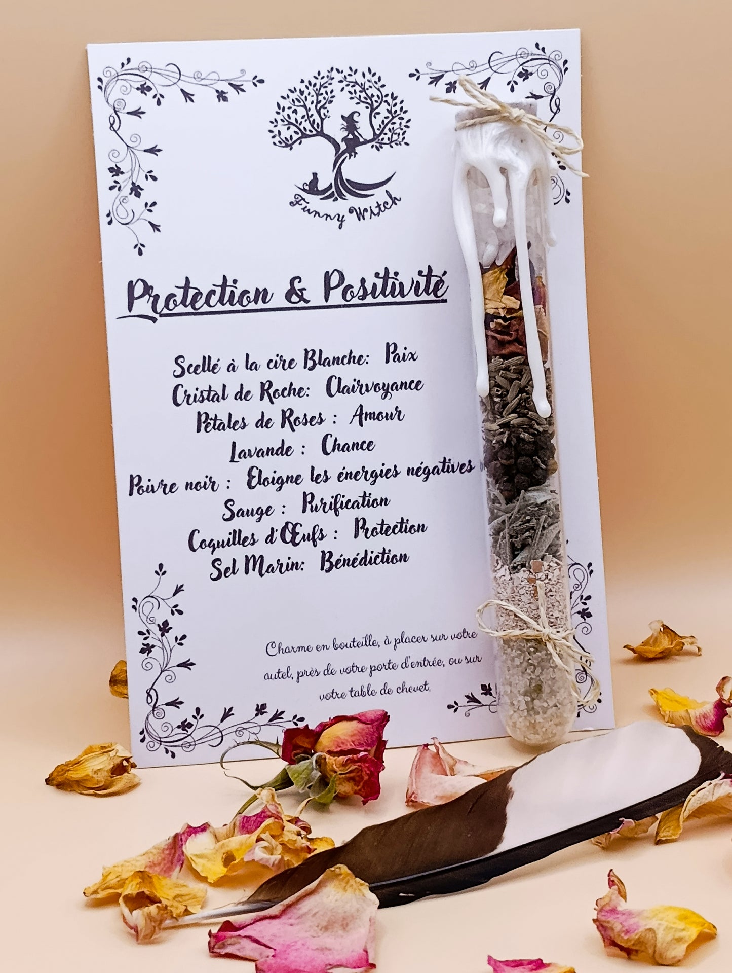 Charme en Bouteille - Protection et Positivité - Porte bonheur Magie Blanche