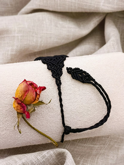 Bracelet Manchette Ondes du Cœur - Lithothérapie & Micro Macramé