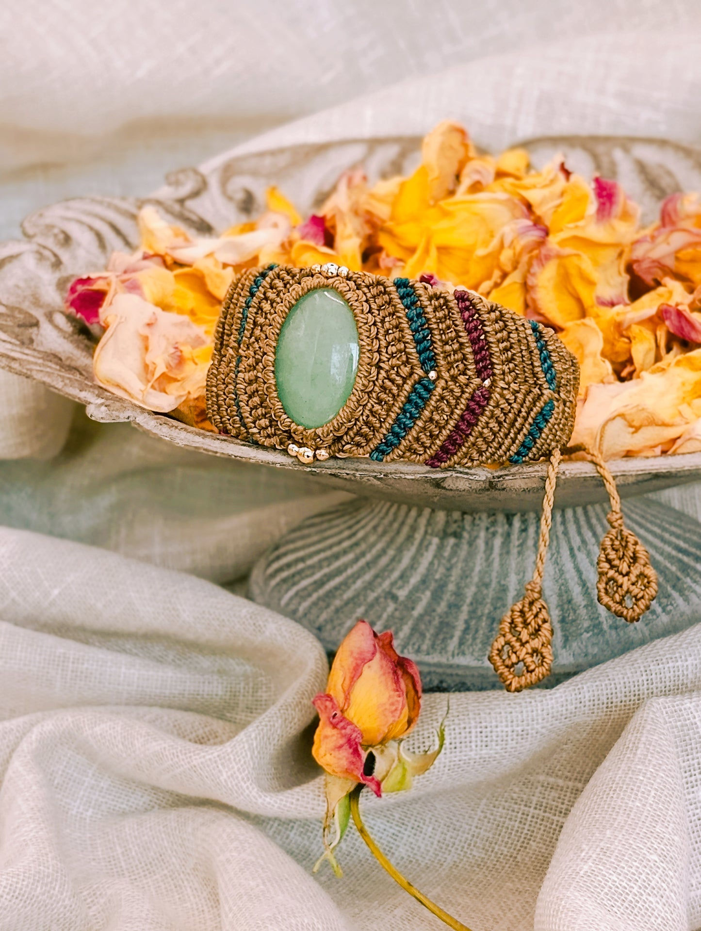 Bracelet Manchette Vision - Lithothérapie & Micro Macramé