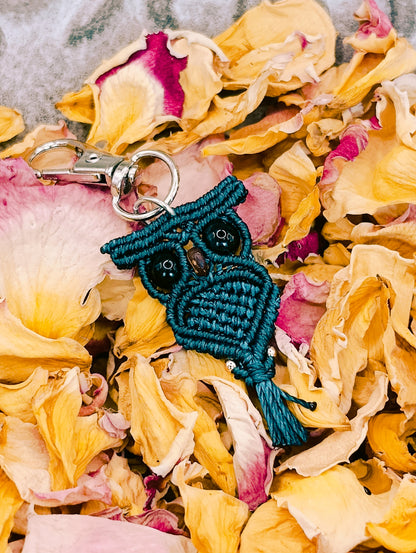 Porte Clé P'tit Familier - Hibou - Micro Macramé & Lithothérapie