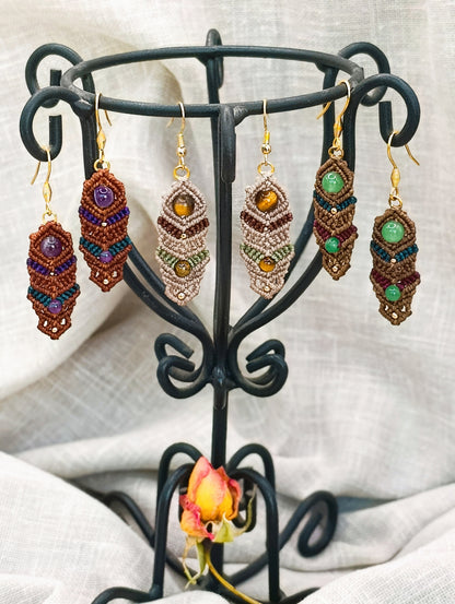 Boucles d'oreilles Vision - Lithothérapie & Micro Macramé
