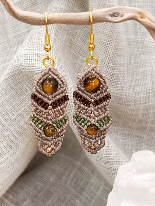 Boucles d'oreilles Vision - Lithothérapie & Micro Macramé