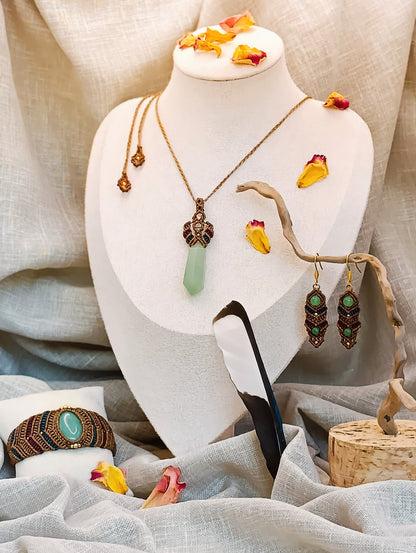 Pendentif Pendule Vision - Lithothérapie & Micro Macramé