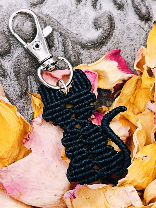 Porte clé P'tit Familier Chat noir - Micro Macramé
