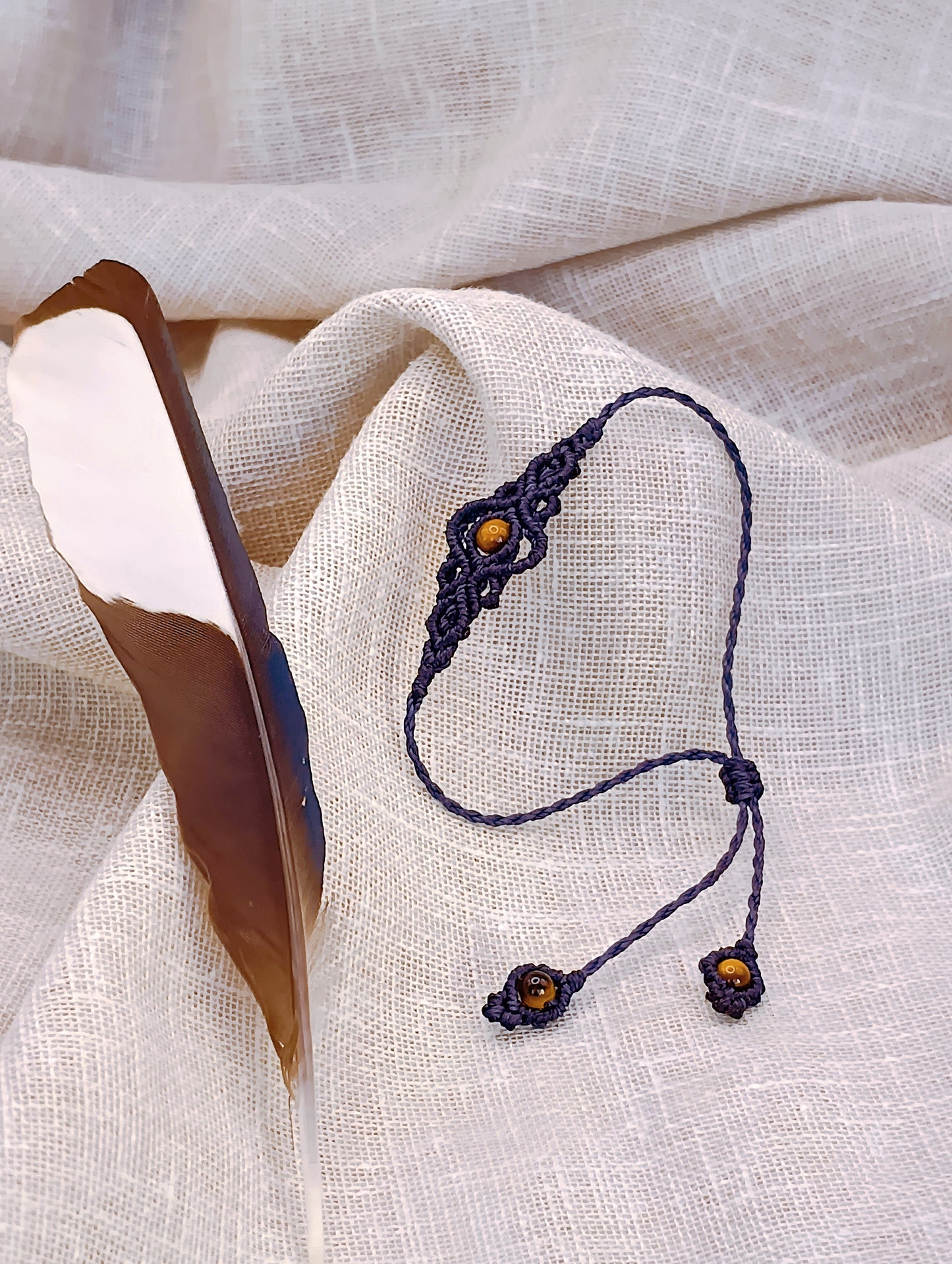 Bracelet Troisième Œil - Lithothérapie & Micro Macramé