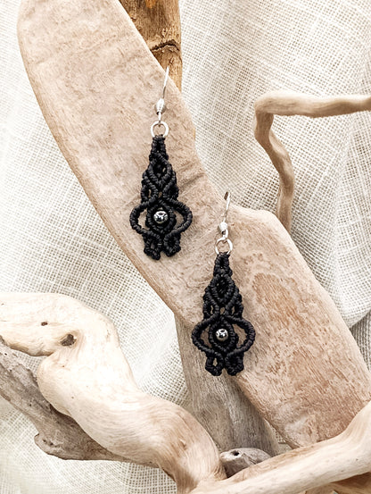 Boucles d'Oreilles Troisième Œil - Lithothérapie & Micro Macramé