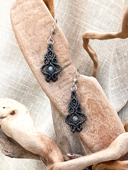 Boucles d'Oreilles Troisième Œil - Lithothérapie & Micro Macramé
