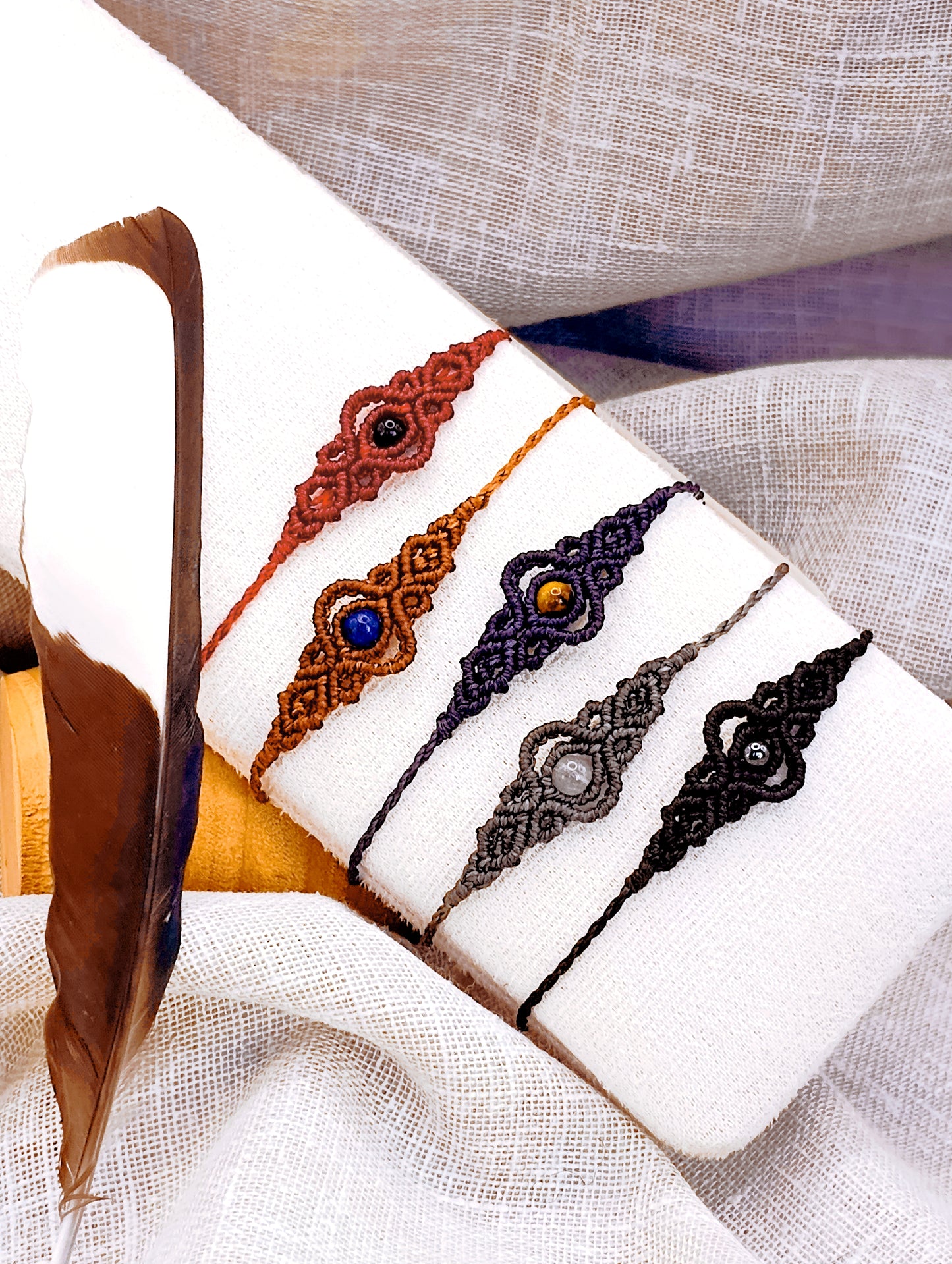 Bracelet Troisième Œil - Lithothérapie & Micro Macramé