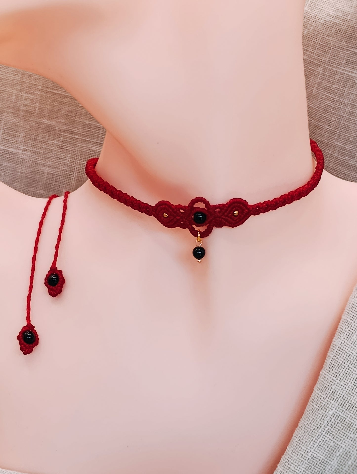 Collier Troisième Œil - Ras de Cou / Diadème - Lithothérapie - Micro Macramé