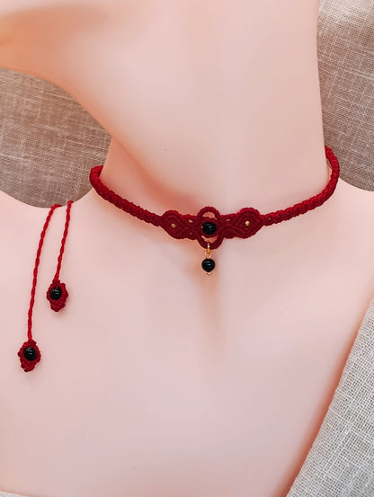 Collier Troisième Œil - Ras de Cou / Diadème - Lithothérapie - Micro Macramé