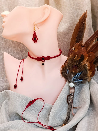 Collier Troisième Œil - Ras de Cou / Diadème - Lithothérapie - Micro Macramé