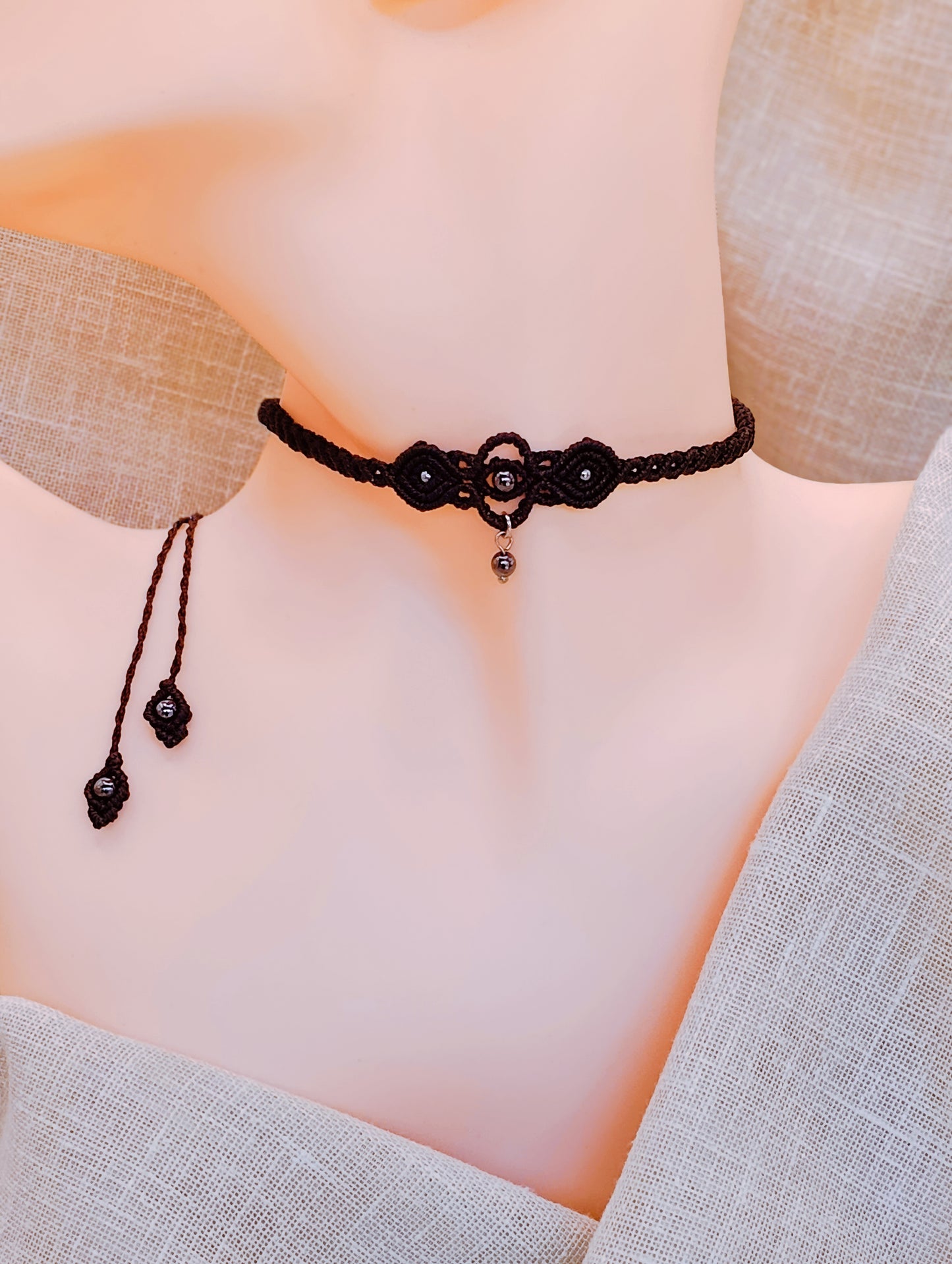 Collier Troisième Œil - Ras de Cou / Diadème - Lithothérapie - Micro Macramé