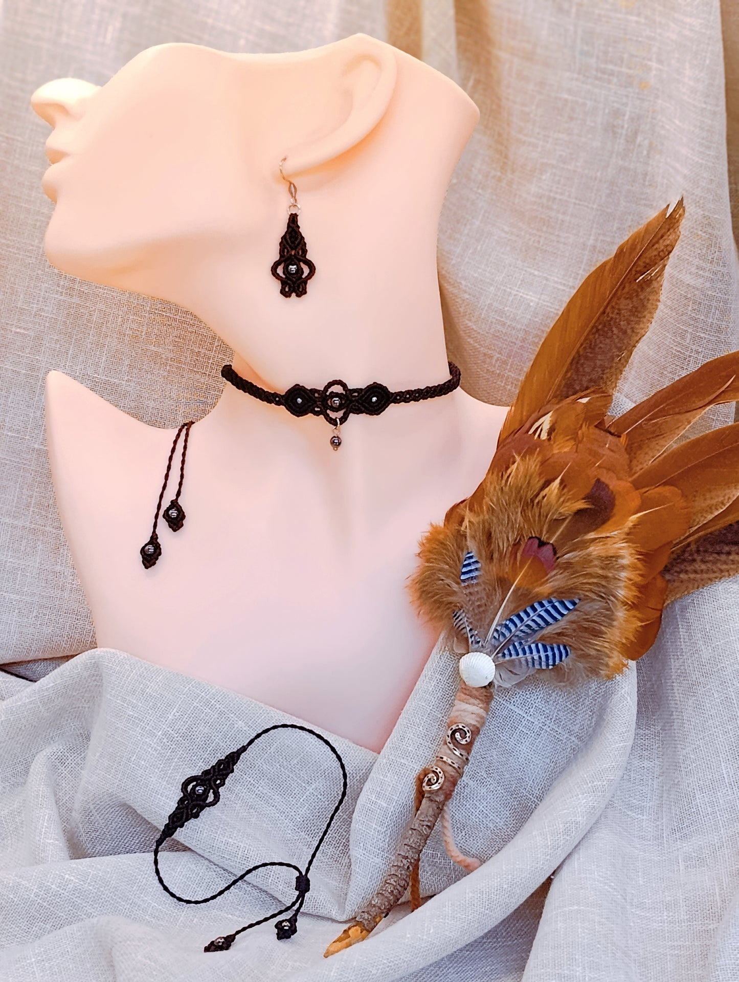 Bracelet Troisième Œil - Lithothérapie & Micro Macramé