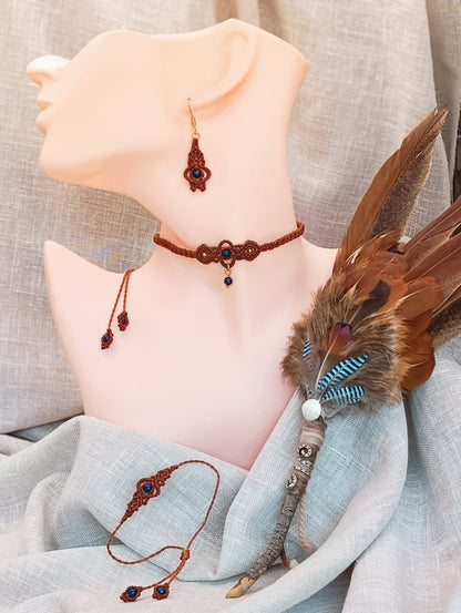 Collier Troisième Œil - Ras de Cou / Diadème - Lithothérapie - Micro Macramé