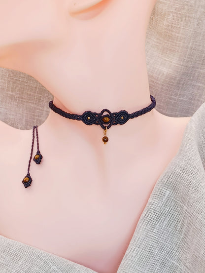 Collier Troisième Œil - Ras de Cou / Diadème - Lithothérapie - Micro Macramé