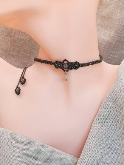 Collier Troisième Œil - Ras de Cou / Diadème - Lithothérapie - Micro Macramé