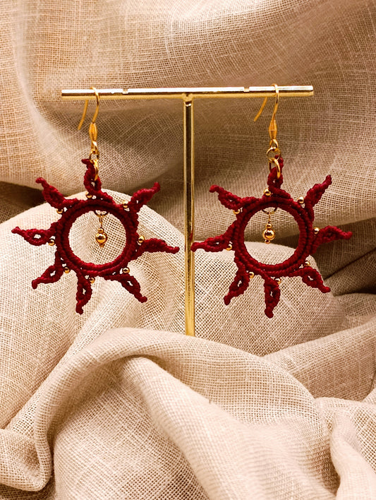 Boucles d'Oreilles Sol - Micro Macramé - Talisman Solaire