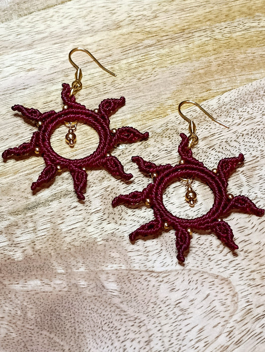 Boucles d'Oreilles Sol - Micro Macramé - Talisman Solaire